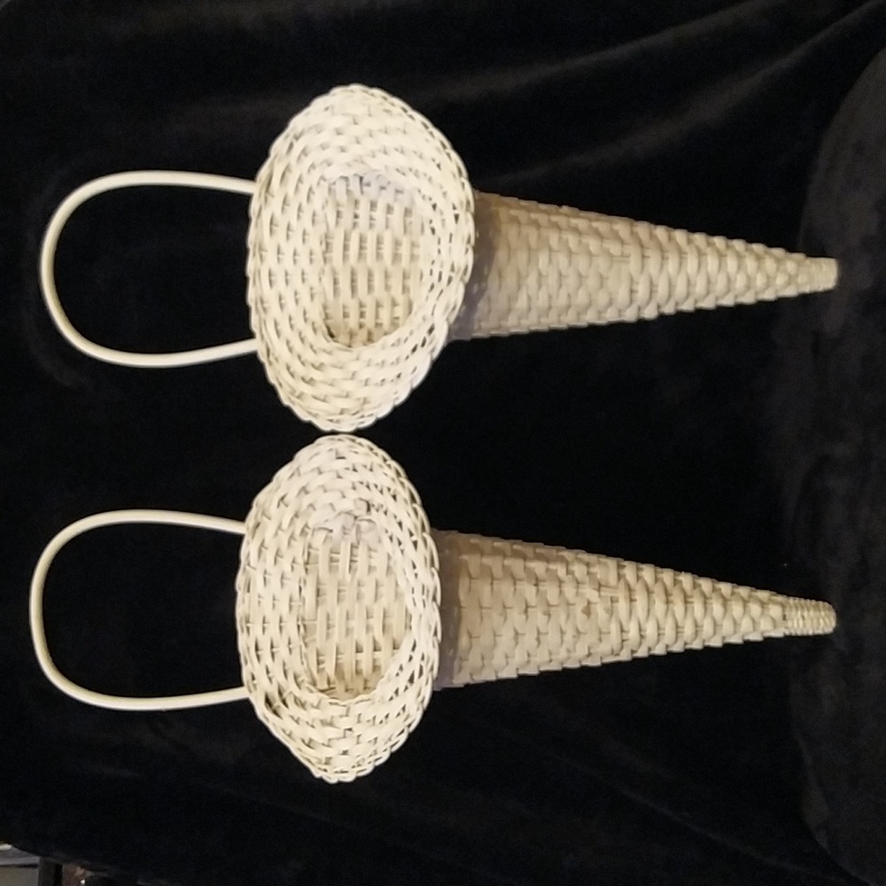 Wicker Wall Hanging Sconces - White